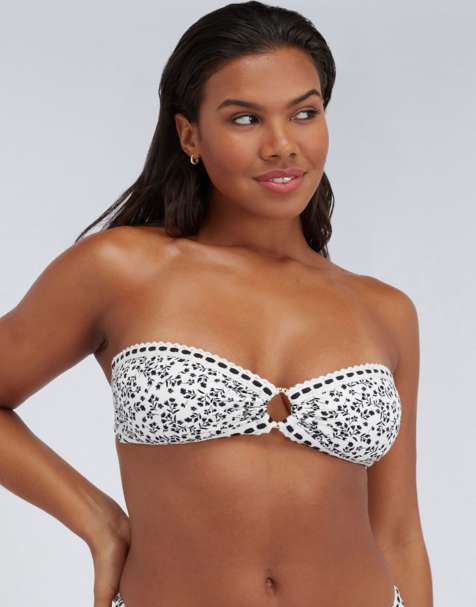 Boux Avenue Samoa bandeau bikini top summer removable pads swimwear in ivory mix - view 1