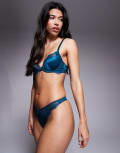 [Boux Avenue] Boux Avenue satin boost plunge bra in teal (part of a set)-Blue 10 B Teal