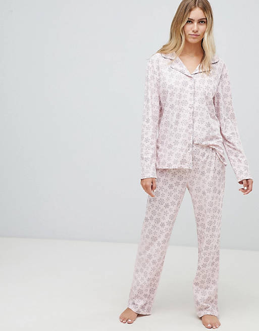 Boux Avenue Snowflake Brushed Flannel Long PJ's In A Bag | ASOS