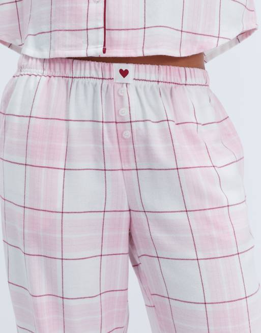 Boux Avenue Somerville checked long pyjama trousers woven nightwear pj in pink mix, 3 of 4