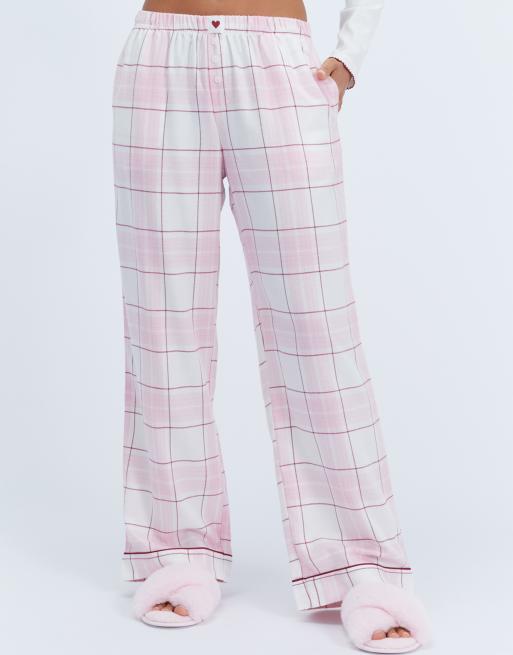 Boux Avenue Somerville checked long pyjama trousers woven nightwear pj in pink mix, 4 of 4