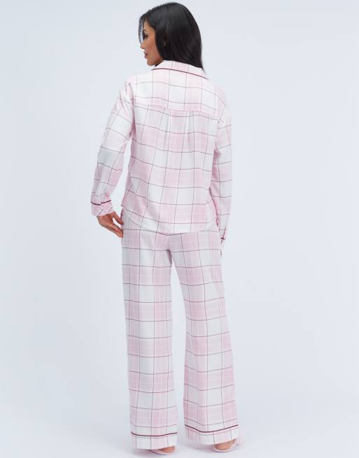 Boux Avenue Somerville checked pyjama top woven relaxed nightwear pj in pink mix, 2 of 6