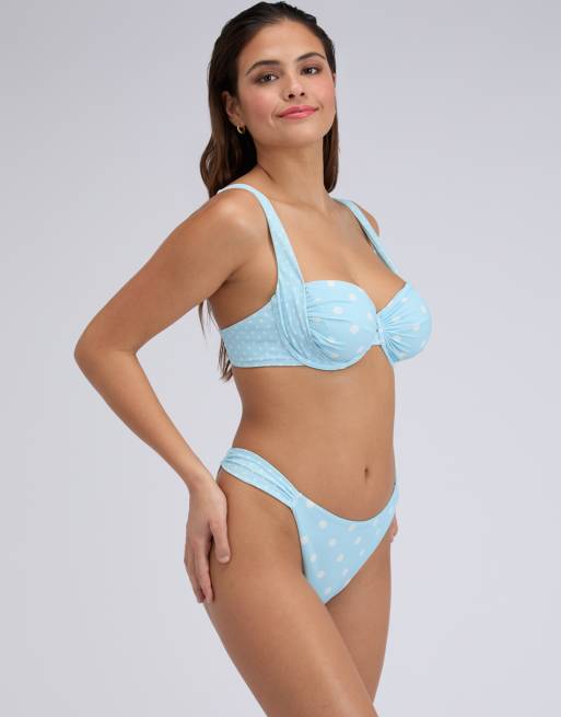 Boux Avenue Soneva summer polka dot bikini in blue mix, 3 of 3