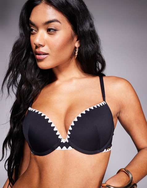 Boux Avenue - Sort bikinitop med bøjle og monokrome kastesting - view 1