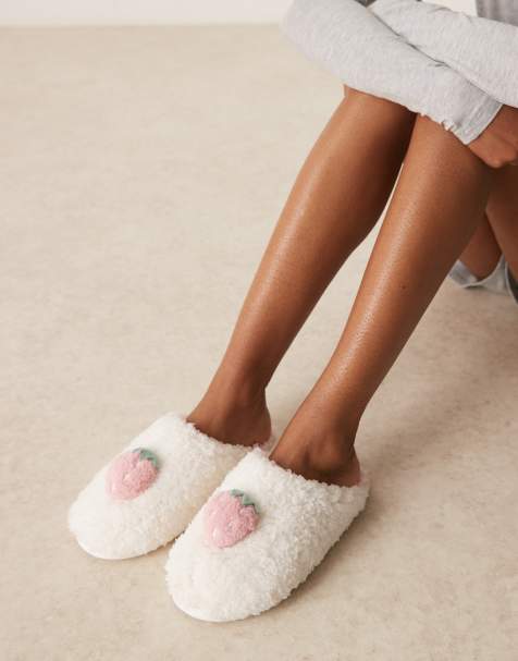 Boux Avenue strawberry mule slippers in ivory - view 1