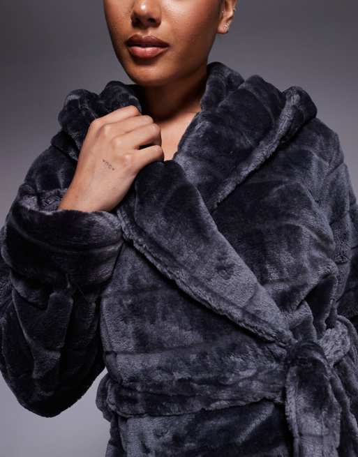 boux avenue grey dressing gown Buy Boux Avenue Grey Fluffy Stripe Short Dressing Gown from Next USA