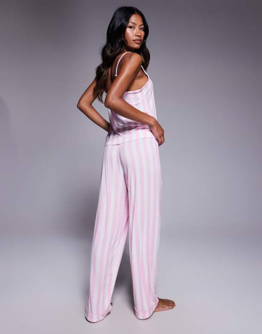 Boux Avenue Stripe modal cami top and trousers pyjama set in pink