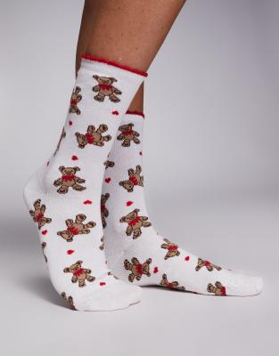 Boux Avenue teddy cosy socks in bag ivory