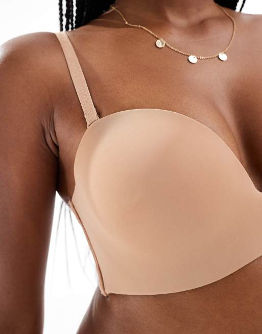 Boux Avenue – Trägerloser, gepolsterter Multiway-BH aus Mikrofaser in Beige, 3 von 4