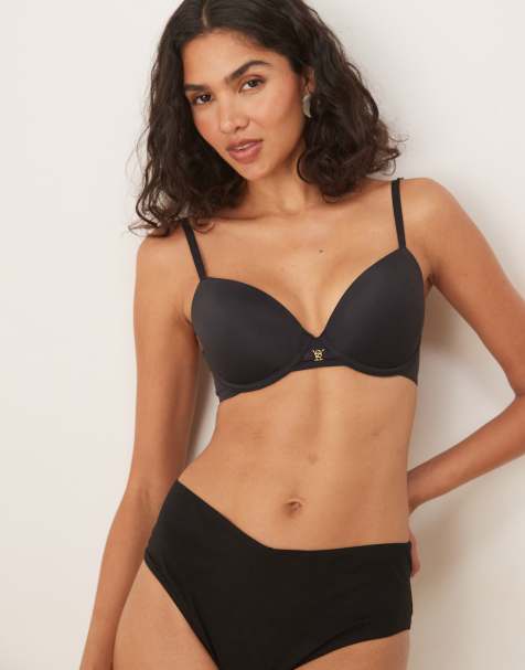 Boux Avenue Ultra light microfibre plunge t-shirt bra in 00 dark - view 1