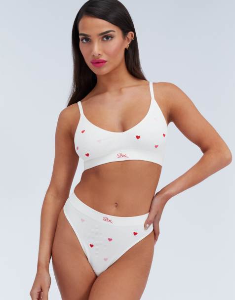 Boux Avenue Valentines heart embroidered set in ivory mix - view 1