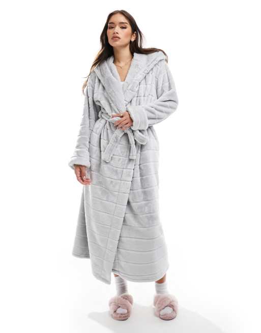 Boux Avenue - Vestaglia grigia lunga soffice in pelliccia