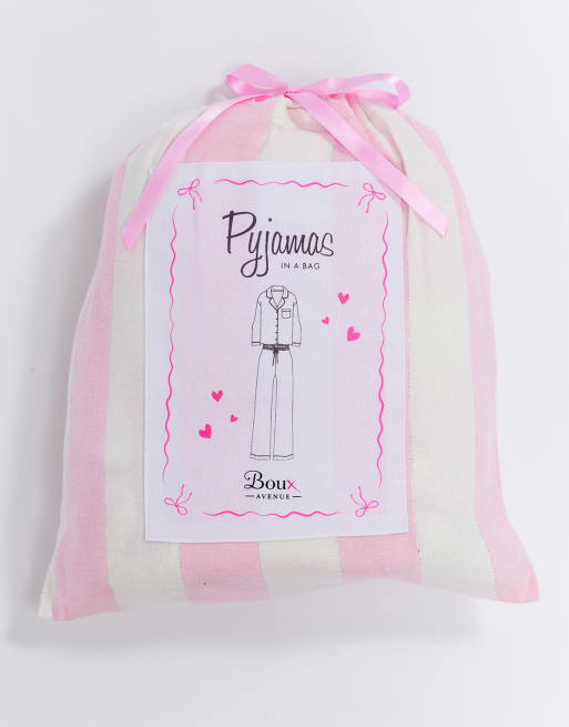 Boux Avenue Wide stripe cotton pyjamas in a bag soft nightwear set in pink mix, 2 of 4