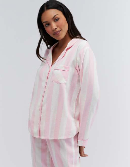 Boux Avenue Wide stripe cotton pyjamas in a bag soft nightwear set in pink mix, 4 of 4