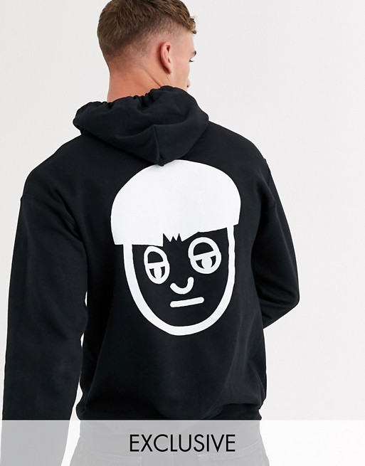 Bowlcut glow in the dark logo back and chest print hoodie in black exclusive at ASOS