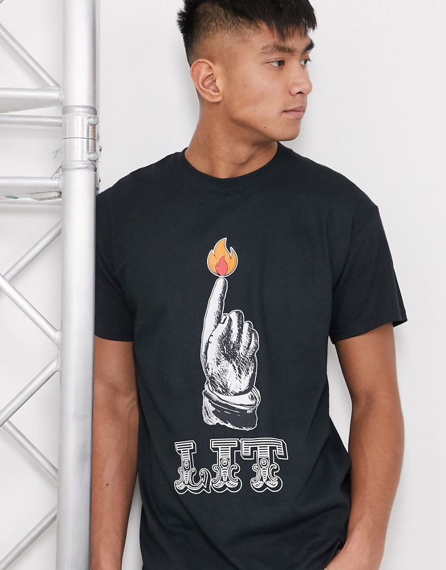 Bowlcut - T-shirt con logo luminoso nera-Nero