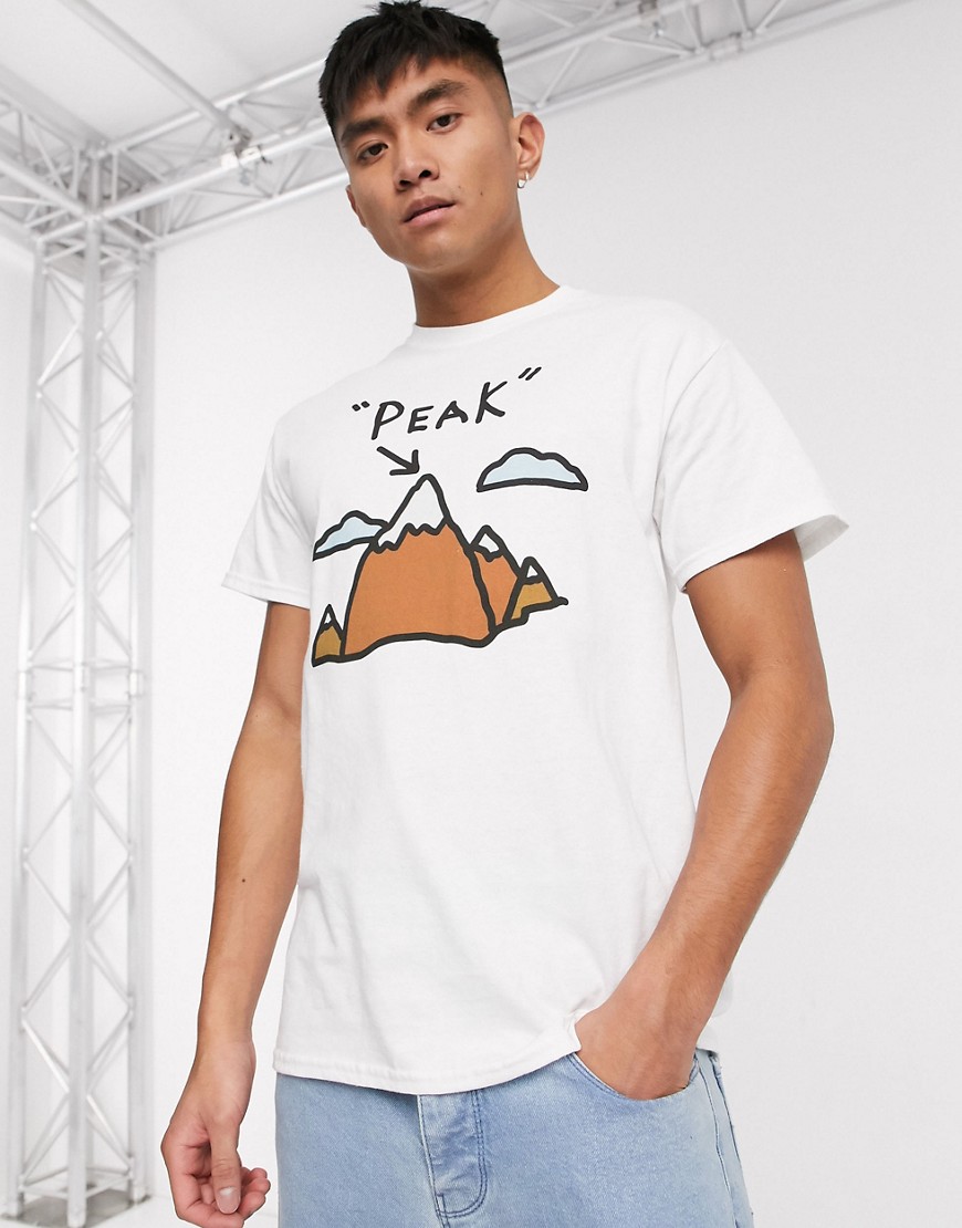 Bowlcut t-shirt with peak print in white