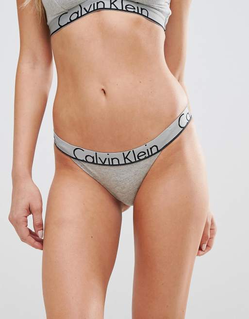 Conjunto con braguitas y sujetador de triángulo en gris brezo de Calvin Klein, 2 de 2