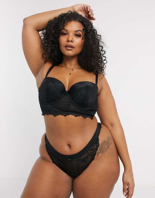 Bragas estilo tanga de encaje negro Olivia de Simply Be