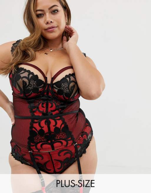 Conjunto de lencería de braguitas y corpiño de encaje Fever de Figleaves Curve, 3 de 3