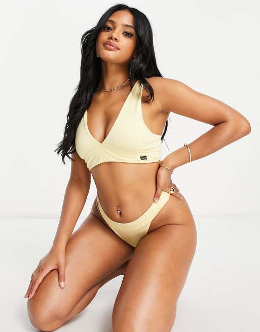 Braguitas brasileñas amarillo vainilla de talle alto de algodón orgánico Blair de Le Buns