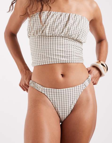 Braguitas de bikini a cuadros de pernera alta de tejido efecto papel Piper de ASOS DESIGN - view 1