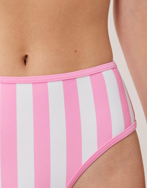 Braguitas de bikini a rayas rosas de talle alto de Peek & Beau, 4 de 4