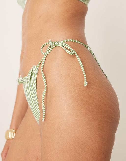 Braguitas de bikini a rayas verdes anudadas a los laterales de sirsaca Anna de ASOS DESIGN, 3 de 4