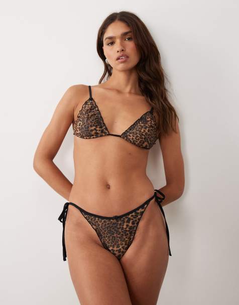 Braguitas de bikini anudadas a los laterales con estampado de leopardo y bordes ondulados Kitty de ASOS DESIGN - view 1