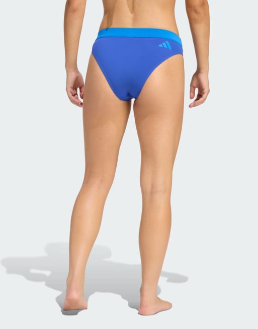 Braguitas de bikini azul intenso de talle medio Optimé Aqua de adidas Performance, 3 de 3