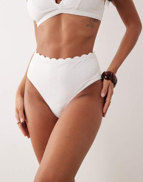 Braguitas de bikini blancas de talle alto con diseño bordado de Peek & Beau - view 1