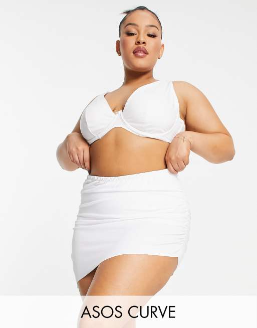 Braguitas de bikini blancas estilo falda Mix & Match de ASOS DESIGN Curve 