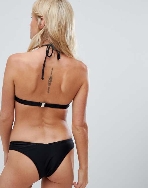 Braguitas de bikini brasileñas negras de pernera alta Mix and Match exclusivas de South Beach, 2 de 4