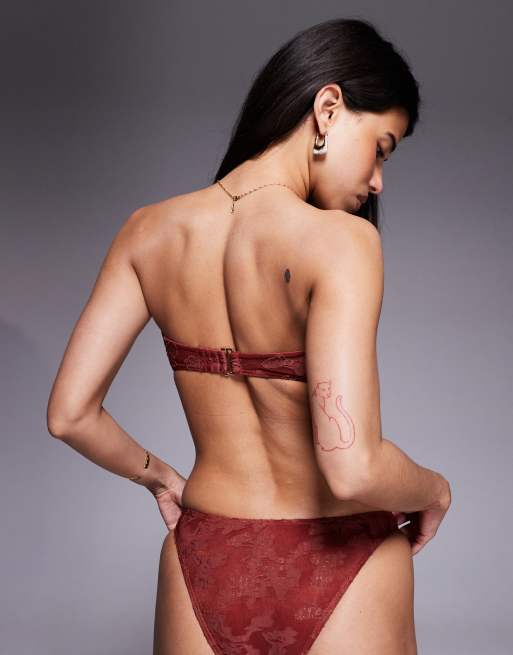 Braguitas de bikini color óxido de talle alto con diseño devoré de South Beach, 4 de 4