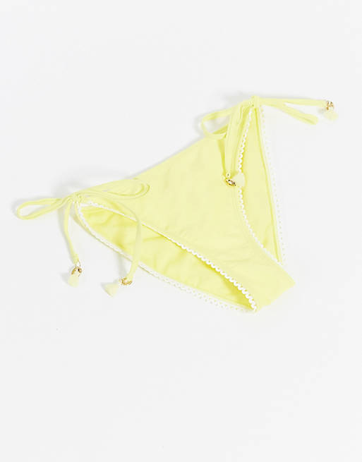 Braguitas de bikini con diseño texturizado en amarillo de River Island