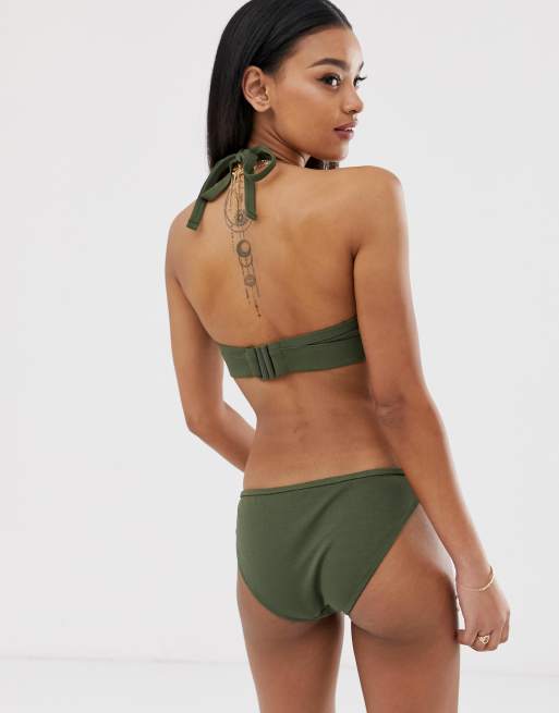 Braguitas de bikini con ribete de encaje en caqui exclusivas de Wolf & Whistle, 2 de 4