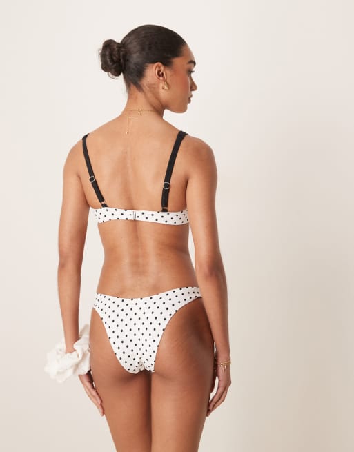 Braguitas de bikini de pernera alta con lunares en blanco de Free Society, 3 de 4