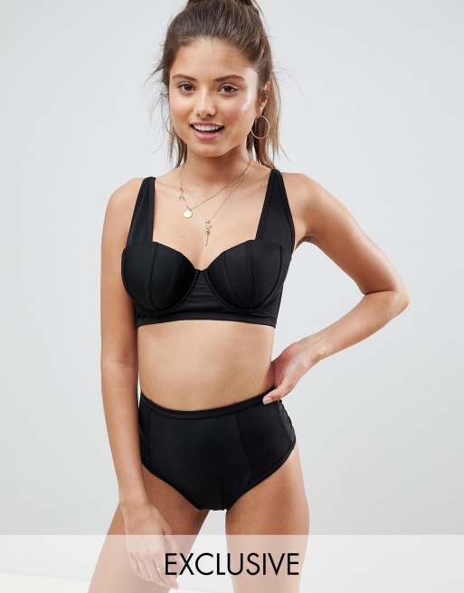 Braguitas de bikini de pernera alta exclusivas de Wolf & Whistle