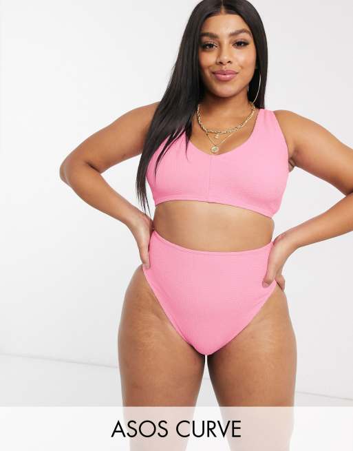 Bikini de efecto arrugado en rosa muñeca de ASOS DESIGN Curve, 3 de 3