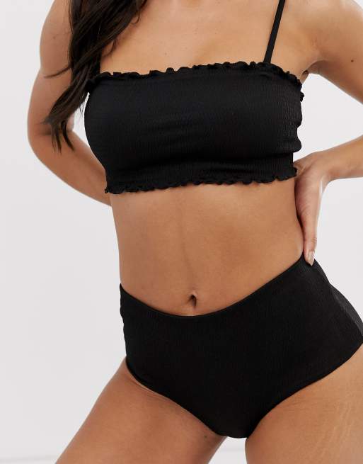 Braguitas de bikini de talle alto en negro de Weekday