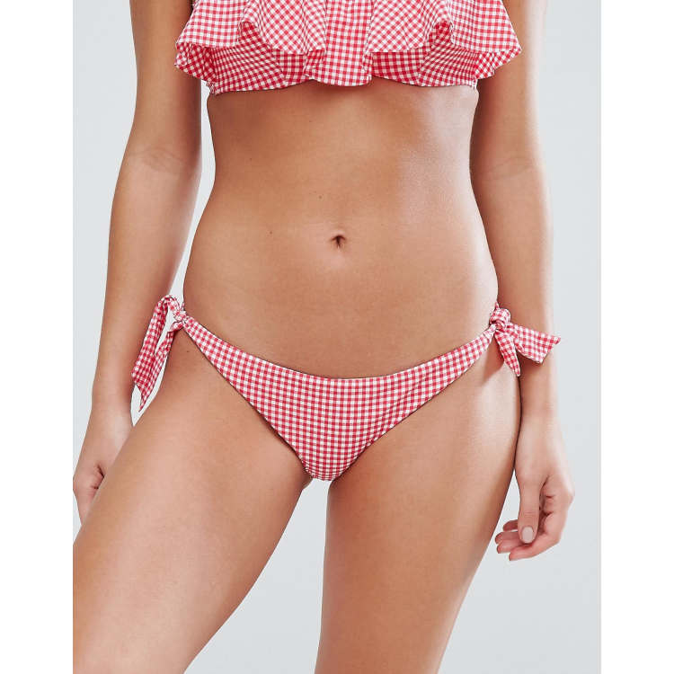 Braguitas de bikini de vichy con volante de Oysho ASOS