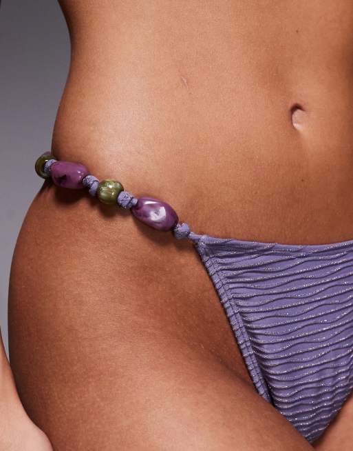 Braguitas de bikini lilas con detalle de cuentas de South Beach, 2 de 4