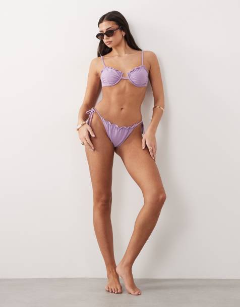 Braguitas de bikini lilas efecto purpurina anudadas a los laterales de Candypants - view 1