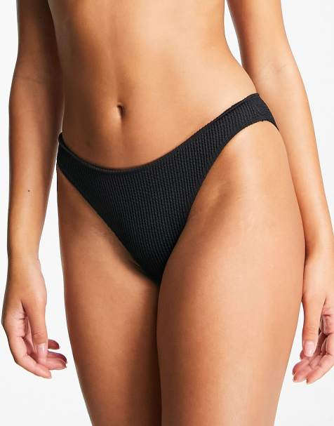 Braguitas de bikini negras acanaladas Mix & Match de Monki - view 1