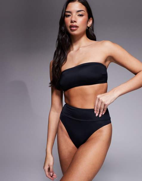 Braguitas de bikini negras de pernera alta con cintura entallada Maya Portofino de ASOS DESIGN - view 1