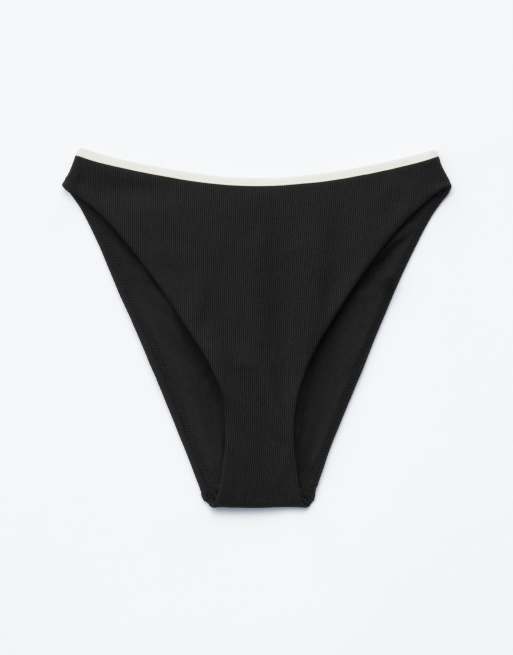 Braguitas de bikini negras de talle alto con ribete blanco Mix & Match de & Other Stories, 4 de 4