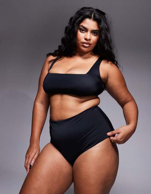 Braguitas de bikini negras de talle alto Maya Mix & Match de ASOS DESIGN Curve , 3 de 4