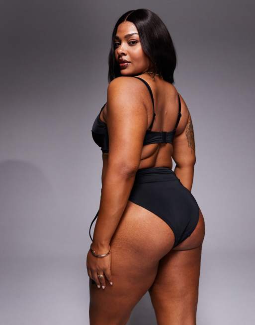 Braguitas de bikini negras de talle alto Maya Sierra de ASOS DESIGN Curve, 4 de 4