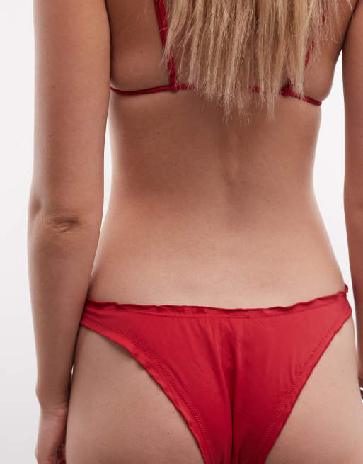 Braguitas de bikini rojas con volantes exclusivas en ASOS de Weekday, 3 de 4
