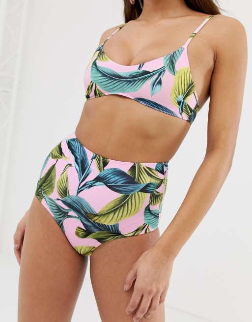 Bikini rosa con estampado tropical de Monki, 4 de 4